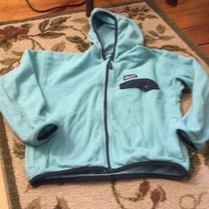 Patagonia Light Blue Hooded Fleece Jacket size 6-7